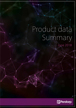 Product Data Summary June 2018 TABLE of CONTENTS