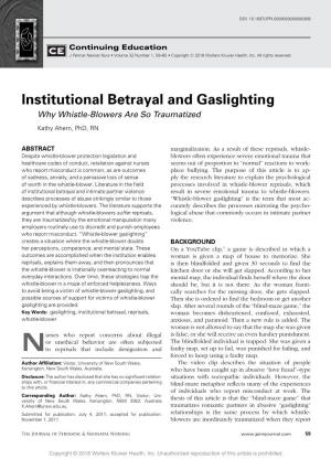 Institutional Betrayal and Gaslighting Why Whistle-Blowers Are So Traumatized