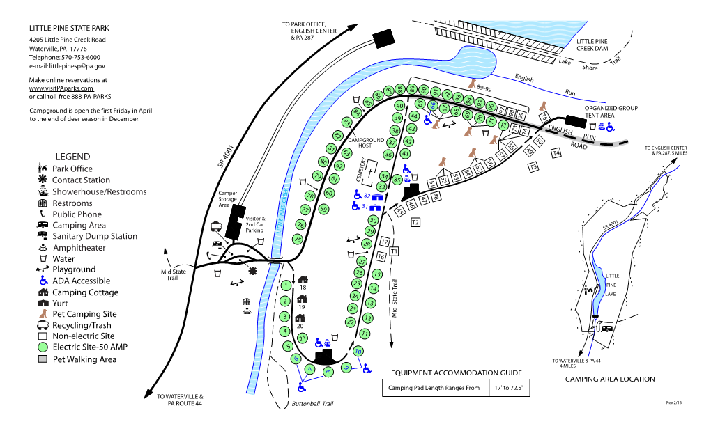 Little Pine State Park Campground Map Brochure, Pennsylvania State