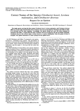 Citrobacter Koseri, Levinea Malonatica