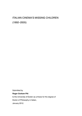 Italian Cinemaʼs Missing Children (1992–2005)