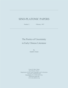The Poetics of Uncertainty in Early Chinese Literature