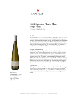 2019 Signature Chenin Blanc Napa Valley Winemaker Phillip Corallo-Titus