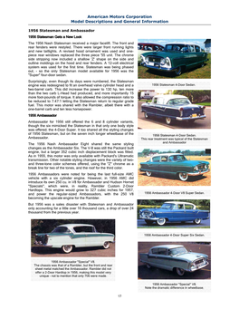 American Motors Corporation Model Descriptions and General Information