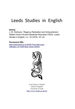 Leeds Studies in English