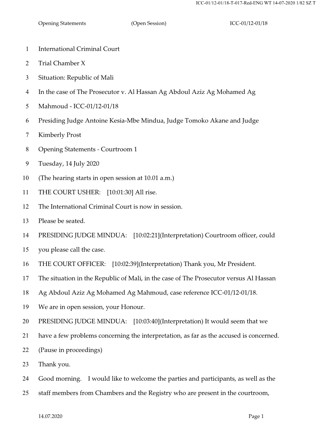 Republic of Mali 3 in the Case of the Prosecutor V. Al Hassan Ag