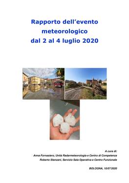 Rapporto Dell'evento Meteorologico Dal 2 Al 4 Luglio 2020