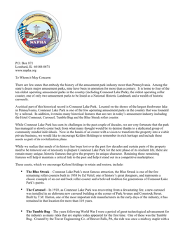 Conneaut Lake Park Letter