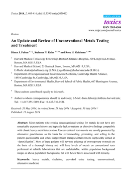 An Update and Review of Unconventional Metals Testing and Treatment