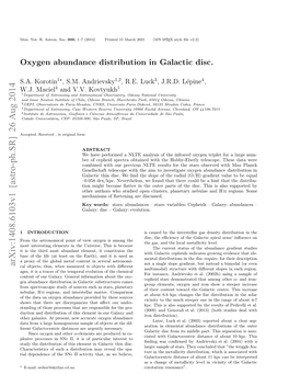 Oxygen Abundance Distribution in Galactic Disc