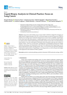 Liquid Biopsy Analysis in Clinical Practice: Focus on Lung Cancer