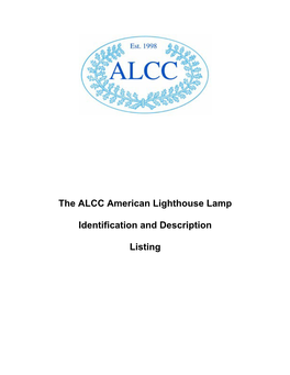 The ALCC American Lighthouse Lamp Identification and Description