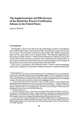 The Implementation and Effectiveness of the Kimberley Process Certification Scheme in the United States