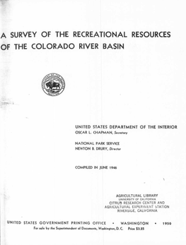 A Survey of the Recreational Resources of the Colorado River Basin