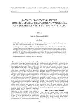 Sanvitalia Speciosa in the Horticultural Trade: Unknown Origin, Uncertain Identity but No Sanvitalia