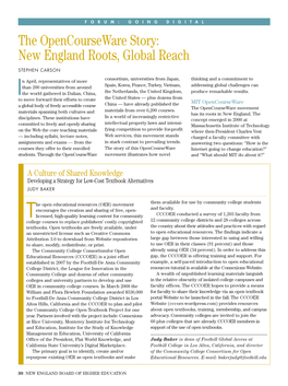 The Opencourseware Story: New England Roots, Global Reach