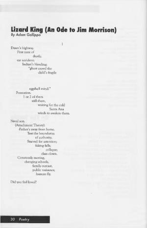 Lizard King (An Ode to Jim Morrison) Junior College