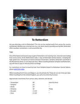 Travel to Rotterdam by Ferry from the United Kingdom