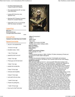 Malevolent Creation - Lost Commandments DVD | Hardtimes.Ca