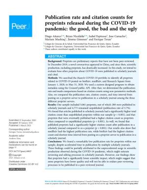 Publication Rate and Citation Counts for Preprints Released During the COVID-19 Pandemic: the Good, the Bad and the Ugly