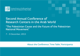 Second Annual Conference of Research Centers in the Arab World “The Palestinian Cause and the Future of the Palestinian National Movement”