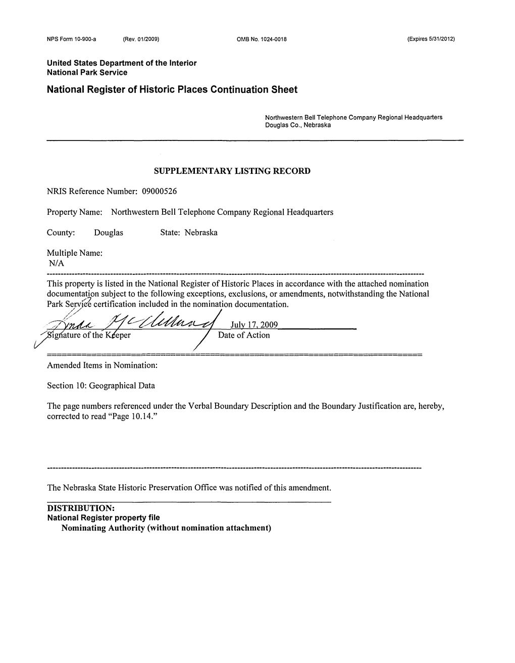 National Register of Historic Places Continuation Sheet