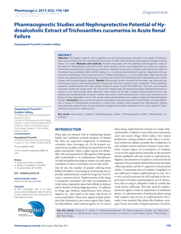 Droalcoholic Extract of Trichosanthes Cucumerina in Acute Renal Failure