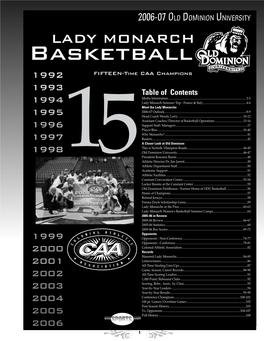 Basketball 1992 FIFTEEN-Time CAA Champions 1993 Table of Contents Media Information