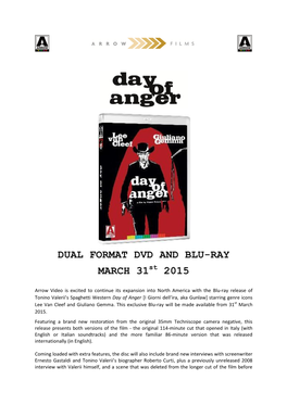 Dual Format Dvd and Blu-Ray March 31 2015