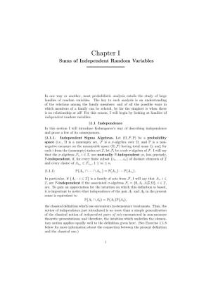 Chapter I Sums of Independent Random Variables