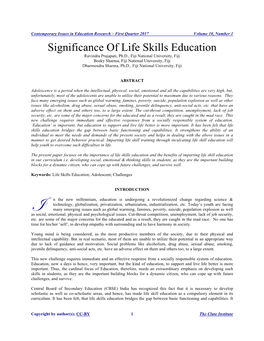 Significance of Life Skills Education