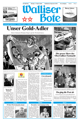 Unser Gold-Adler Simon Ammann Olympia-Sieger Auf Der Normalschanze