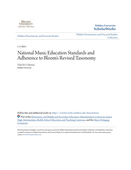 National Music Education Standards and Adherence to Bloom's Revised Taxonomy Vada M