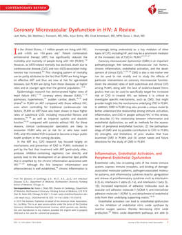 Coronary Microvascular Dysfunction in HIV: a Review Leah Rethy, BA; Matthew J