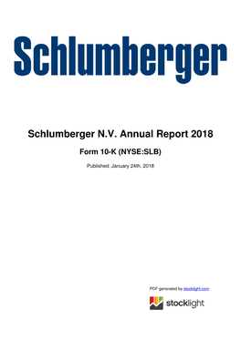 Schlumberger N.V. Annual Report 2018