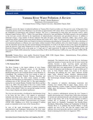 Yamuna River Water Pollution-A Review Pankaj