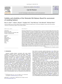 Validity and Reliability of the Nintendo Wii Balance Board for Assessment of Standing Balance