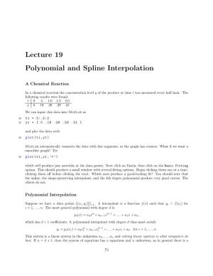 Lecture 19 Polynomial and Spline Interpolation
