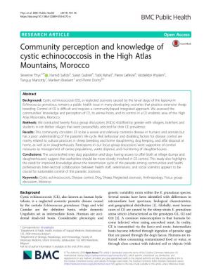 Community Perception and Knowledge of Cystic Echinococcosis in the High Atlas Mountains, Morocco