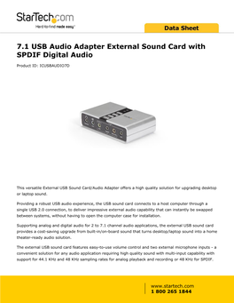 USB Audio Adapter External Sound Card with SPDIF Digital Audio