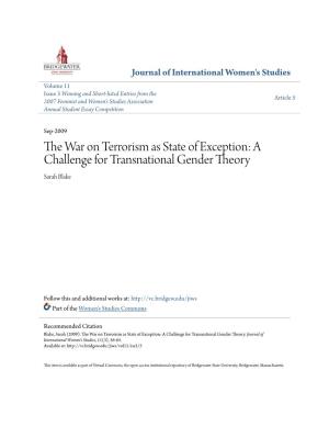 The War on Terrorism As State of Exception: a Challenge for Transnational Gender Theory