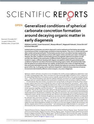 Generalized Conditions of Spherical Carbonate Concretion Formation