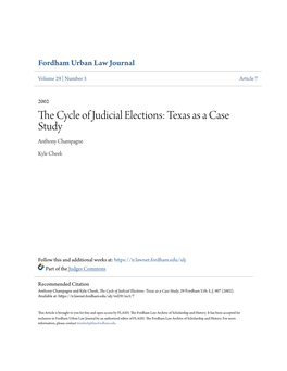 The Cycle of Judicial Elections: Texas As a Case Study, 29 Fordham Urb