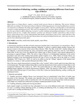 Determination of Dehairing, Carding, Combing and Spinning Difference from Lama Type of Fleeces