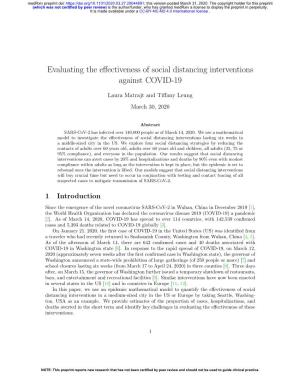 Evaluating the Effectiveness of Social Distancing Interventions