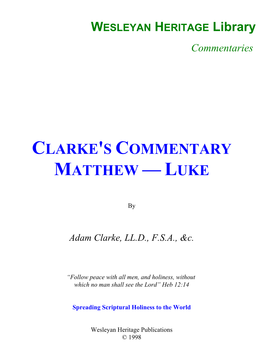 Clarke's Commentary Matthew — Luke