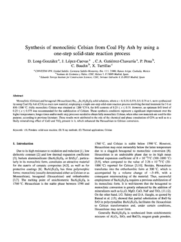 Synthesis of Monoclinic Celsian from Coal Fly Ash by Using a One-Step Solid-State Reaction Process D