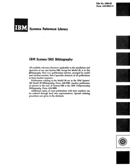 Systems Reference Library IBM System/36D Bibliography