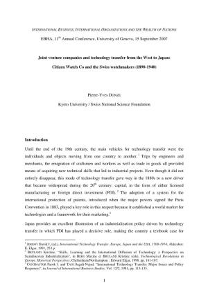 Joint-Venture Companies and Technology Transfer from the West