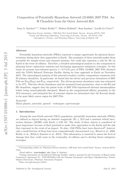 Composition of Potentially Hazardous Asteroid (214869) 2007 PA8: an H